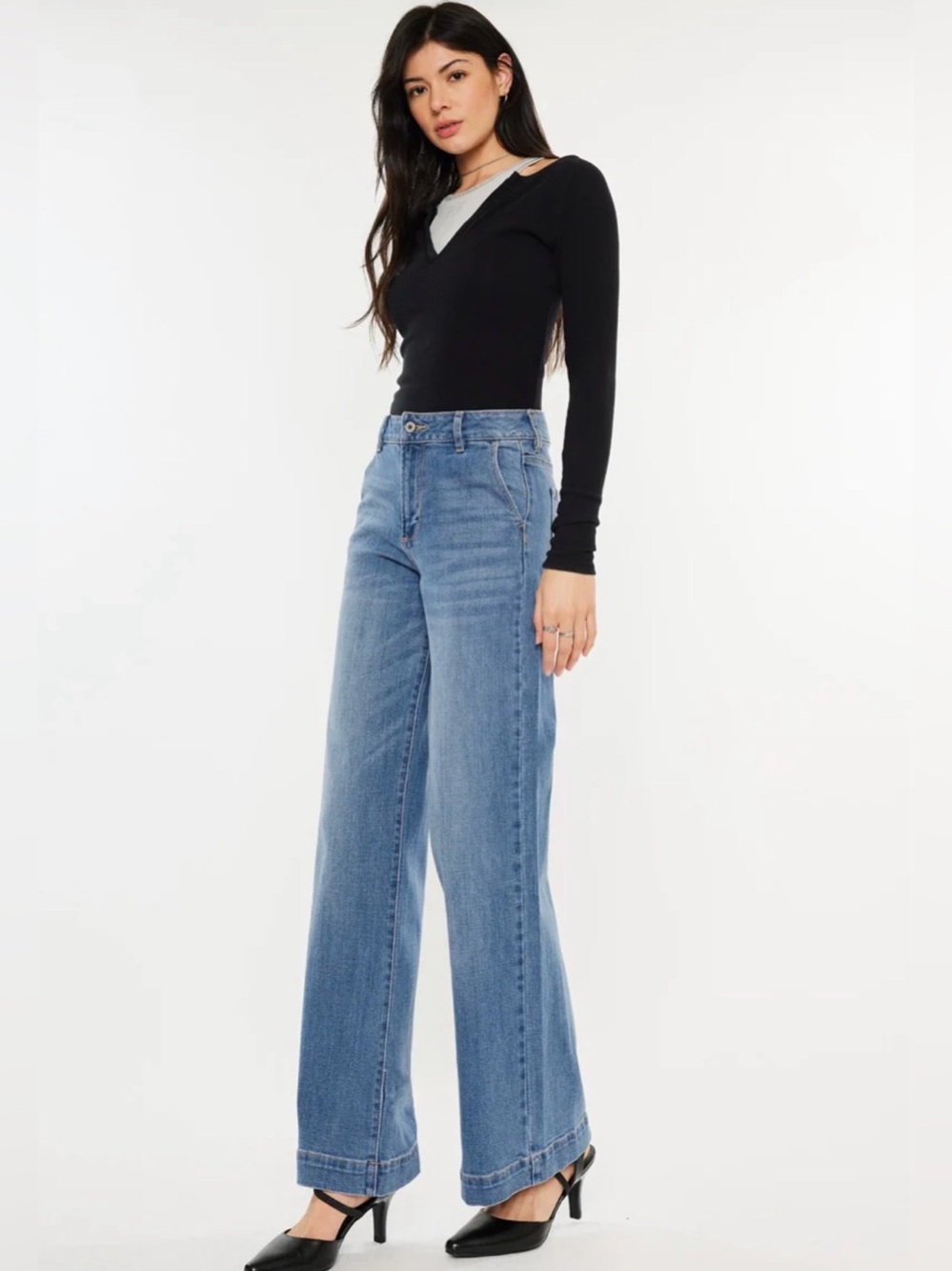Kancan Bertha High Rise Wide Medium Wash, sz 15/31 - Picture 4 of 13